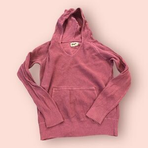 Pact Hoodie Womens Small Pink Organic Cotton Waffle Knit Long Sleeve Pullover